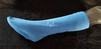 Decorative lower leg plaster cast cover light blue w/ closed toe cover